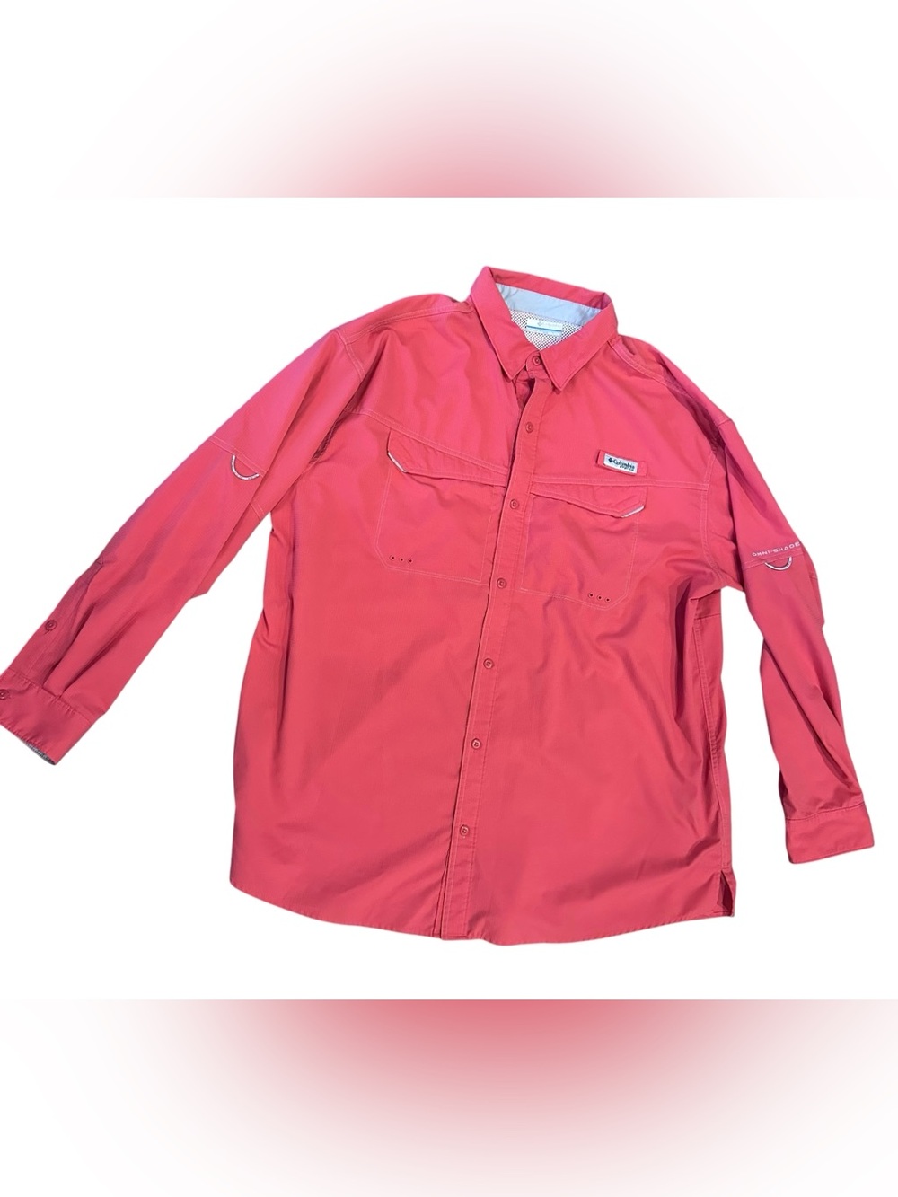 Men’s Columbia PFG Bahama II Omni Fishing Shirt Tangerine Orange Size XXLT 2XLT